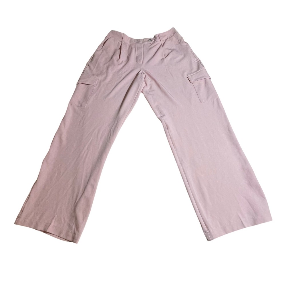 SOHO Women's Pink Wide Leg Cargo Pants Size Large Polyester Spandex Blend